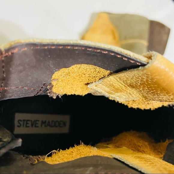 Steve Madden Midnite Women Gray Suede Beige Trim Cowboy Ankle Boots Sz 7.5M - Picture 4 of 6